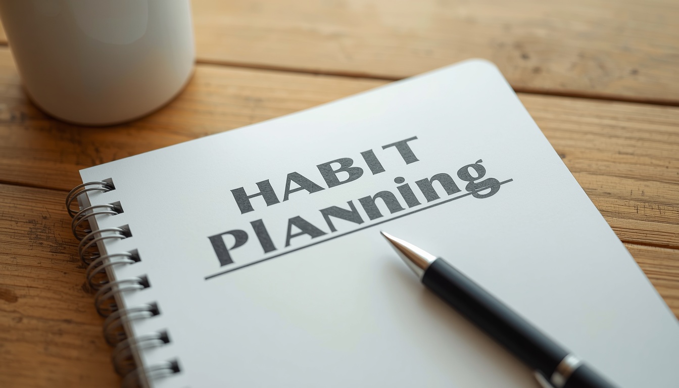 Notebook and pen for drafting personalized habit plans